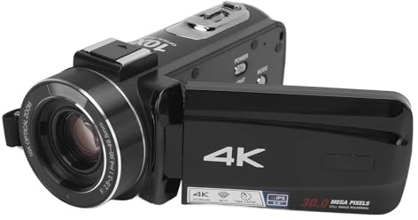 Goshyda 4K Digital Video Camera, 3inch IPS Touch Screen 3MP 10x Optical Zoom 180° Rotatable Camcorder, 6 Axis Anti Shake Hot Shoe Port Travel Vlogging Camera