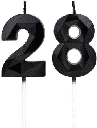 DTXLX Schwarz Zahl 28 Geburtstagskerzen Kuchen Deko | Zahlen, 3D, für, geburtstagsdeko, Kinder, Partys, Hochzeiten, Firmenfeiern, Jubiläen
