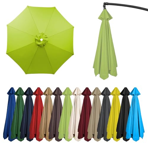 Sonnenschirm Ersatzbezug 2M/2.7M/3M 6 Rippen/8 Rippen,UV 50+ Garten Umbrella Cloth Cover Sonnenschirm Ersatz Stoff Für Patio Terrasse Hof Strand Pool Markt Tisc (3m-8 Rippen,Hell Grün)