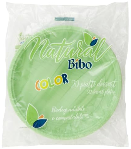 Maury's Articoli Bio Stoviglie pe Festa Colorate, Piatti Bicchieri e Forchette Ideali per Compleanni, Feste, Party, aperitivi e Eventi (VERDE DESSERT 20pz)