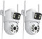 Anksono 2K Camara Vigilancia WiFi Exterior con Doble Lente, Cámara IP Vigilancia con Seguimiento Humano Automático, Visión Nocturna, Audio Bidireccional, Grabación Continua 24/7, IP66(2 Pack)