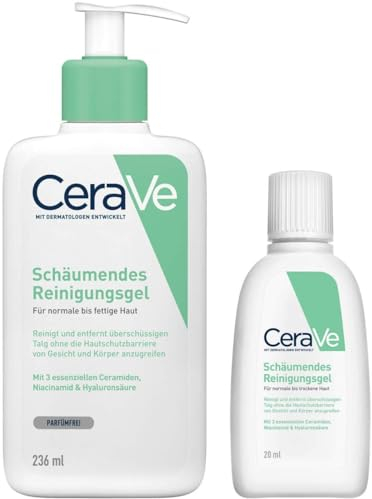 CeraVe Reinigungsgel 236 ml schäumend + gratis 20 ml - Stärkt die Hautschutzbarriere - Für normale bis fettige Haut