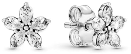 Ohrringe für Damen, 925 Sterling Silber Schmuck mit Herz Liebe Kristallen, Weihnachten Geburtstag Geschenke für Frau Freundin (Schneeflocke)
