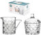 Altom Design Zuckerdose 210ml und Milchkanne 200ml Karo aus Glas, Transparent