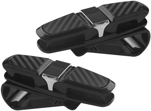 2Pcs Sunglasses Holder for Car - Durable Car Glasses Holder Clips for Sun Visor, Universal Fit Eyeglasses Mount, Vehicle Interior Accessories for Cards, Tickets, and Sunglasses - Black