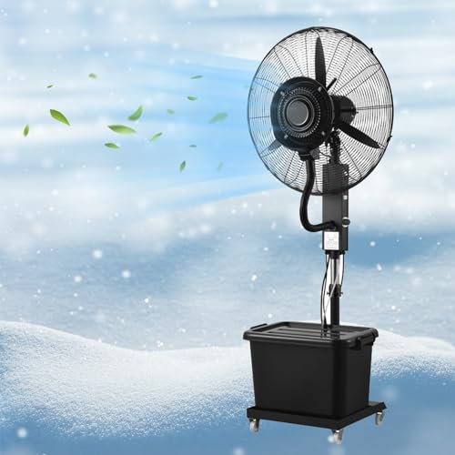 Ventilador industrial portátil para exteriores con adición automática de agua, ventilador de niebla fría para restaurante, garaje, gimnasio, taller de fábrica, 28 pulgadas