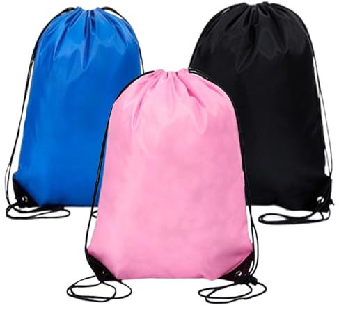 HoAhaMay 3 piezas Mochila con cordón, mochila con cordón impermeable de poliéster, bolsa de gimnasia, bolsa de natación, bolsa de viaje con cordón para niños, adultos, hombres y mujeres (3 colores)