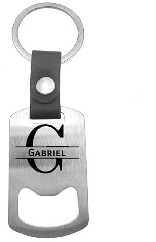 Porte-clés de luxe en acier inoxydable - Cuir - Gabriel, silverl, taille unique