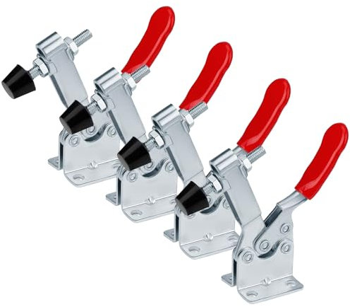 Xiciki 4PCS Toggle Clamp Horizontal Clamp GH-201-B 198lbs Antislip Red Horizontal Clamp Quick Release Tool for Woodworking Welding Machinery Abrasive Tool Manufacturing