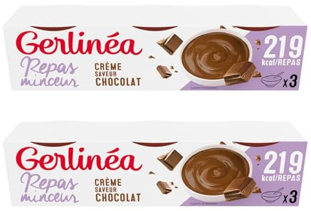 GERLINÉA – Coupelle Crème Repas Minceur Chocolat – Substitut de Repas Complet et Équilibré – Riche en Protéines – Prêt à Consommer – Lot de 2 (6 x 210 g)