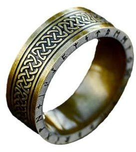 Sumpgle Edelstahl Wikinger Keltischer Knoten Herren Ring Mode Einfacher Buchstabe Titan Stahl Ring