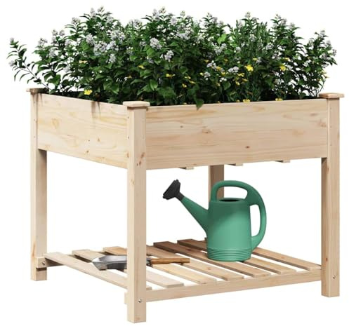 vidaXL Cache-Pot de Jardin Beige 90 x 90 x 76,5 cm | Idéal pour tes plantes, Un look minimaliste qui va avec tout balcon, Fait en bois de pin massif