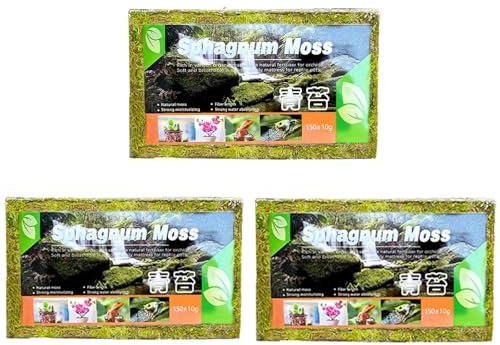 Denxahao Sphagnum Moos Torfmoos für Garten Zimmerpflanzen Terrarien, Schildkröte Schlange Reptil Überwinterungs moos Einstreu Natürlich und ohne Chemische Zusätze (3 Stück)