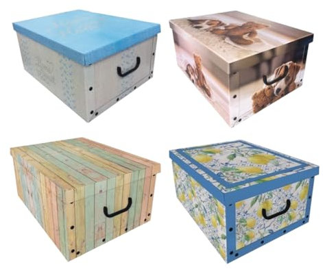 Generico Bdit Accesorios - 4 cajas de cartón para armario con tapa, organizador para ropa y ropa, para cambio de temporada o regalos, grande, 40 x 50 x 25 cm, color aleatorio