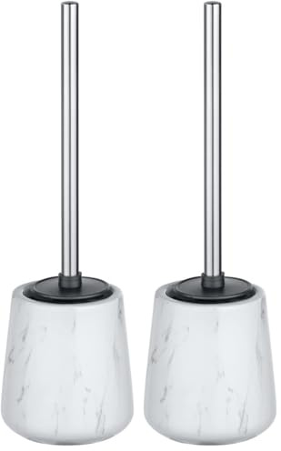 LEIGHTON DENNY Adrada Toilet Holder with Silicone Brush, Ceramic, White, 39 x 12 x 12 cm (Pack of 2)