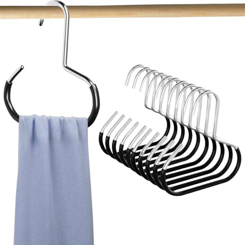10 Stück Gürtelhalter, Cap Halter,Krawattenhalter,Gürtelhalter für den Kleiderschrank,Tragbarer Cap Holder Rack, Aufhänger für Handtücher Hangers,Multifunktionale Gürtel Krawatte Sling Hook (Schwarz)