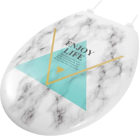 Marble Effect Pp Plastic Toilet Seat Cover 18 Inch U Shape | Decorative Printed Finish, Simple Installation, Strong Load Support, British Home Bathroom Fit