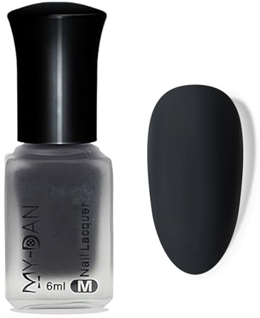 Nagellack Schwarz Matt, Langanhaltender Schnelltrocknender, Black Matte Nail Polish, High-Gloss Tiefschwarz Matt Nagellack Für Frauen und Männer DIY Nagelkunst Maniküre 6ML, bis zu 9 Tage Halt (Black)