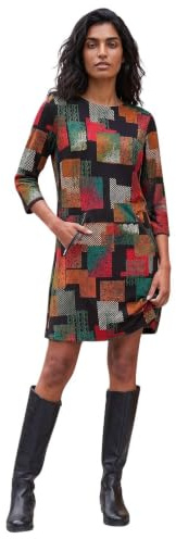 Roman Women Shift Dress with Pockets - Ladies Autumn Winter Tunic 3/4 Length Sleeve Knee Length Smart Casual Office Work Cocktail Party Round Neckline Comfy Soft - Copper - Size 20