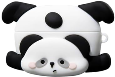 GULVQYF Niedliche Cartoon-3D-Panda-Design-Ohrhörer-Hülle für Airpods 4 (2024), Kawaii-Silikon-Kopfhörer-Schutzhülle für Air Pod 4. Generation mit Haken (A)