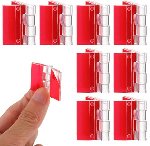 8PCS Self-Adhesive Hinge: Small Red Cabinet Hinges for Wooden Jewelry Box, Mini Clear Acrylic Hinges for Woodworking Crafts Project DIY Furniture, Closet Hardware Accessory