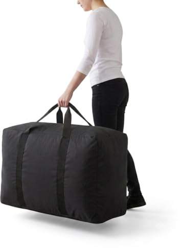 Pack of 2 GIANT Black Oxford Cloth Moving Bags Extra Large Strong 175L - Heavy Duty Jumbo Storage Bag with Zips - Water Resistant Garden Furniture Cushion, Moving, Clothes, Bedding, Duvet