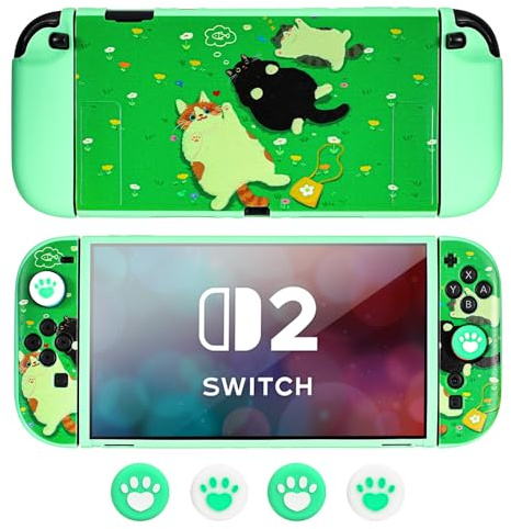 DLseego Schutzhülle Kompatibel mit Switch 2,Andockbare Silikonhülle Kratzfeste und stoßdämpfende Schutzhülle für Switch 2 mit Griffabdeckung und 4 Daumengriffen,Grün