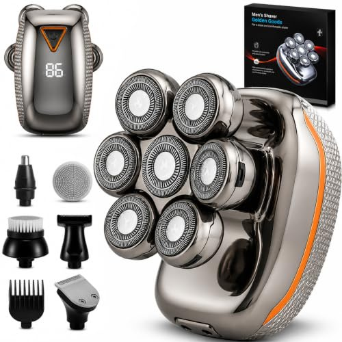 Glatzen Rasierer Herren, DOAO Kopfrasierer Glatze Wasserdicht, 7-in-1Set | Kopf Rasierer Herren Wiederaufladbar Typ-c Head Shaver Men Magnetische Leicht zu Reinigen