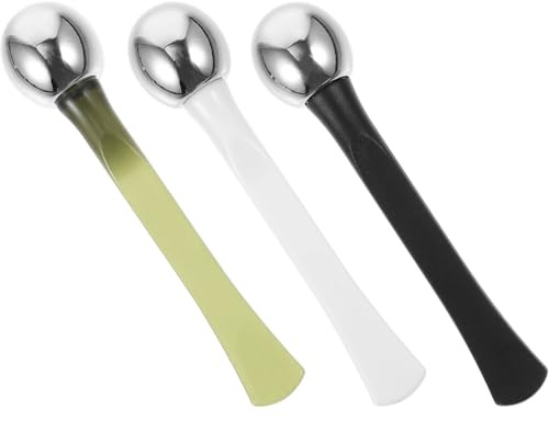 CONGARTENO Metall Augenmassage Stift 3 Stück Hautpflege Kosmetik Löffel für Augencreme Massagegerät gegen Augenringe für Zuhause und Salon