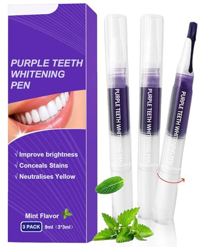 Penne Sbiancante Denti, Kit Sbiancamento Dentale, Gel Sbianca Denti Professionale, Siero Sbiancante per Dentale, Rapido Rimuove Macchie di Caffè e Tè Efficacemente, Facile da Usare, Viola 3 Pezzi | Immediato Rimuove Macchie di Caffè e Tè Efficacemente, Rapido Sbiancamento Dentale, Facile da Usare, Viola 3 Pezzi