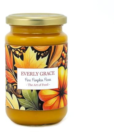 Everly Grace Pure Pumpkin Puree, Bio Kürbispüree | Premium Bio Hokkaido Kürbis Püree ohne Zusätze aus Deutschland, Vegane Bio Qualität für Pumpkin Pie, Suppen und Backen