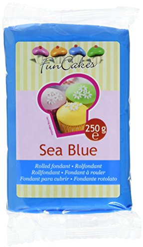 FunCakes Fondant Sea Blue: Einfach zu Verwenden, Glatt, Elastisch, Weich und Schmeidig, Perfekt zum Dekorieren von Torten, Halal, Koscher und Glutenfrei. 250 g, FC97450 Blau