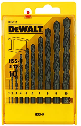 DeWalt - Série 338 HSS-R DIN Jobber Foret à métal (Lot de 10) Taille unique Multicolore - DT5911-QZ