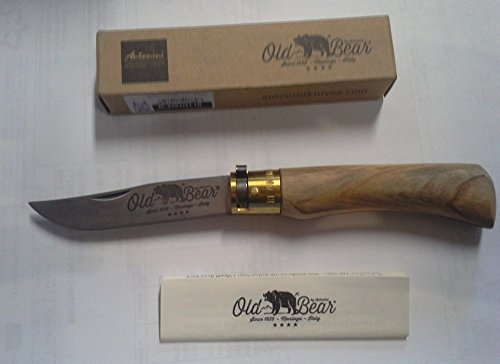 Old Bear Coltello Antonini Knives MOD Manico in OLIVO Misura 19 cm Prodotto Artigianale Ogni Pezzo Un Pezzo Unico Certificato di Garanzia