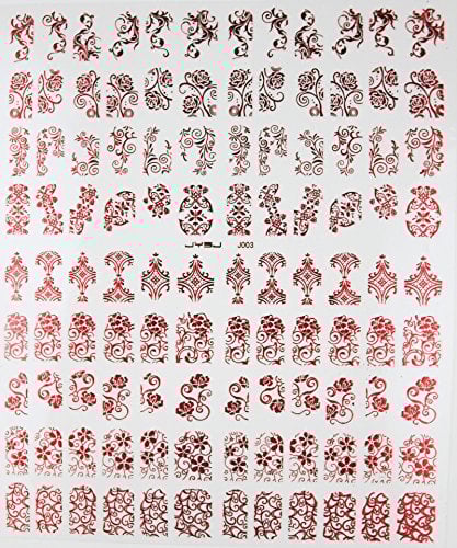 Warm Girl 108Pcs 3D Red Flower Nail Art Stickers Decals Stamping DIY Nail Decoration Tools