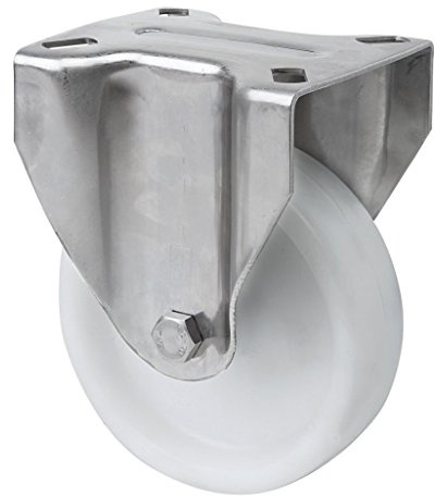 Transportgeräterolle Edelstahl 80 mm Rad aus Polyamid Anschraubplatte Bockrolle V2A INOX Edelstahlrolle Polyamidrad