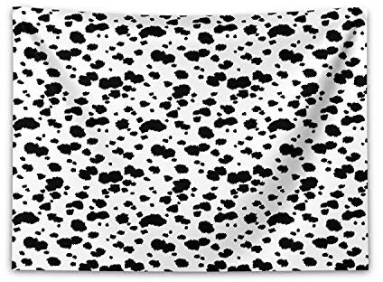 ABAKUHAUS Tier Wandteppich, Graphic Black and White Fur Inspired Animal Skin Print Texture Illustration, aus Weiches Mikrofaser Stoff Wand Dekoration Für Schlafzimmer, 150 x 110 cm, Weiß und Schwarz