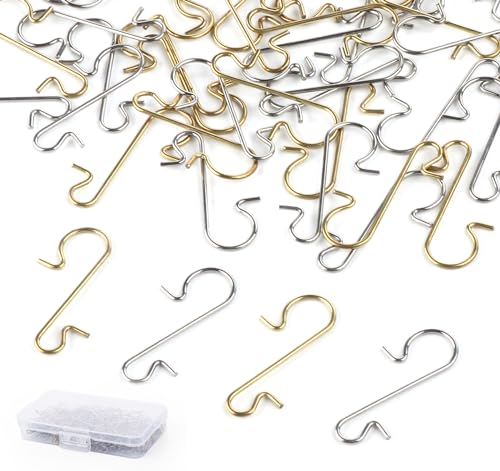Sweelov 200 Haken Baumhaken Edelstah Kugelaufhänger Gold & Silber Xmas S-Haken in der Schachtel Für Deko Weihnachtskugeln Weihnachtsbaum