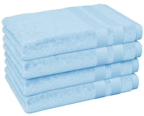 Vozbi Hand Towels for Bathroom | 50 x 85 cm (4-Pack) | Highly Absorbent, Ultra Soft & 100% Cotton Sky Blue Hand Towels | Thick Hands Towels for Kitchen, Hotel & Spa (Sky Blue)