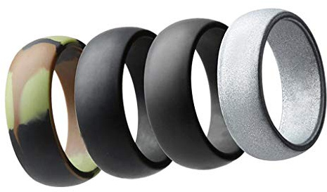 Colcolo Bague en Silicone 4 Pièces, Alliance en Caoutchouc, Bague Douce pour, Bague en Silicone pour Homme, comme décrit (Taille 11)