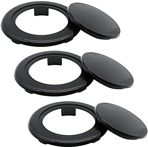 Ayiciel Juego de 3 de Anillos y Tapas para Mesa de Patio, Anillos de Plástico para Sombrillas, para Colocar en Mesa, Tamaño Estándar para Paraguas de 1,65 Pulgadas de Diámetro o Más Pequeño (Negro)