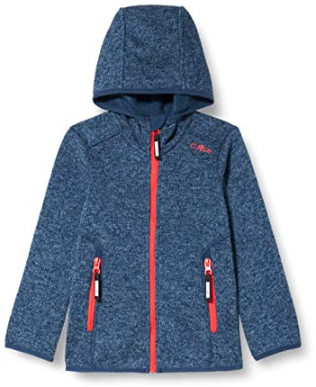 CMP, Knit Tech mélange fleece jacket with hood, BLUE-RED KISS, 98