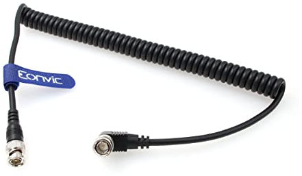 Eonvic 6G BNC Cavo HD SDI A spirale Cavo di prolunga Cavo coassiale RF da 75 Ohm per videocamere 4K (dritto ad angolo retto)