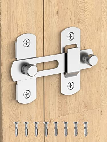 Sliding Barn Door Lock, Stainless Steel Gate Latches Flip Latch Safety Door Bolt Latch Lock for Wine Cabinet, Bathroom, Outdoor, Garage, Garden, Closet Door (Silver, 1 Pack)