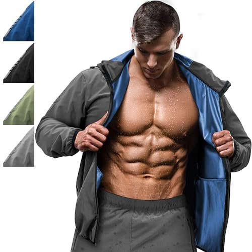 RDX Schwitzanzug Zum Abnehmen, Saunaanzug REACH Konform, Kapuzen Anzug Sauna Suit Sweatanzug Sportanzug Trainingsanzug Thermo Sweatsuit Boxen MMA Gym Fitness Laufen Herren Damen