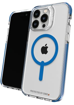 ZAGG Gear4 Santa Cruz Snap D30 Protective Case Compatible with iPhone 14 Pro Max, Slim, Shockproof, Wireless Charging, Magnetic, MagSafe Compatible, (Blue)
