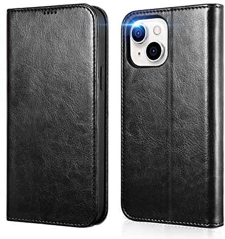 ICARER Hülle für iPhone 14 Plus, Wallet PU Ledertasche Tasche Handyhülle Magnetverschluss Klapphülle Case Cover RFID-Sperrung Kreditkarten-Slots Kickstand TPU Inner für iPhone 14 Plus 6,7 Zoll-Schwarz