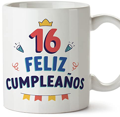 MUGFFINS Tazas 16 Cumpleaños - En Español - ¡Feliz Cumpleaños! - 11 oz / 330 ml - Regalo original y divertido