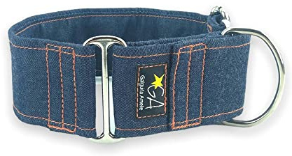 Galguita Amelie Martingale Hundehalsband, Jeans, 5 cm breit, Größe M (30-39 cm Umfang)
