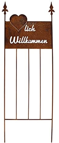 Edelrost Rankgitter Herzlich Willkommen 119 cm hoch Metall Gartendeko für Vorgarten & Hauseingang